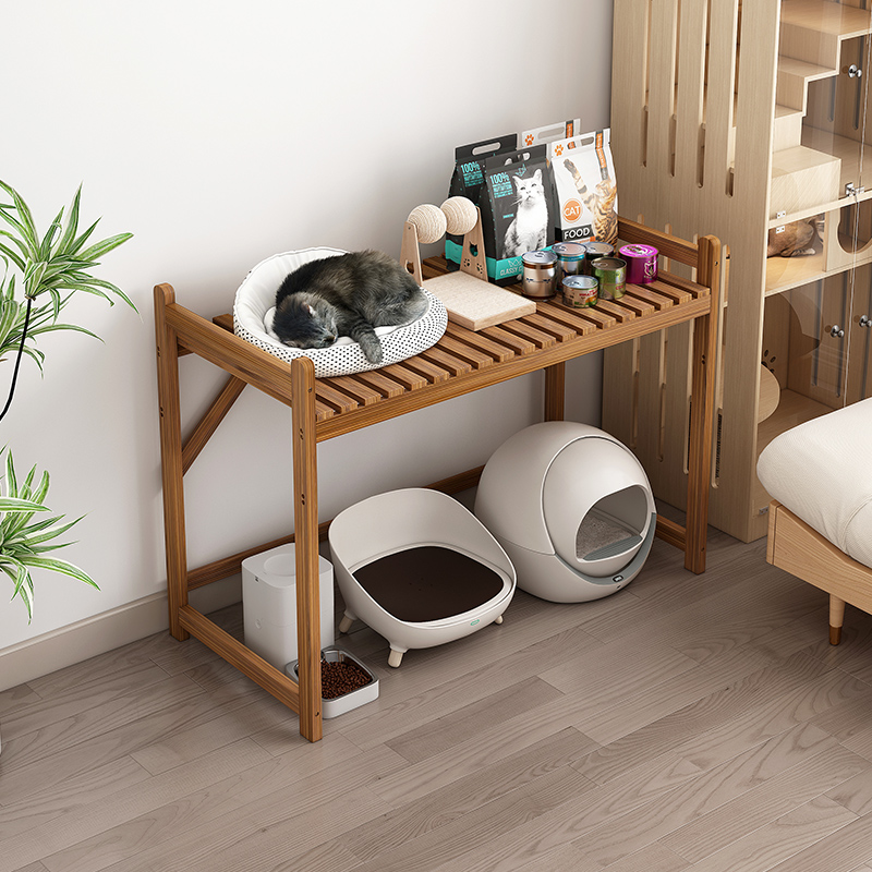 猫砂盆上方置物架实木收纳架
