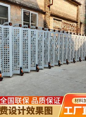 封板电动伸缩门不锈钢铝合金自动折叠收缩屏风遮挡幼儿园学校大门