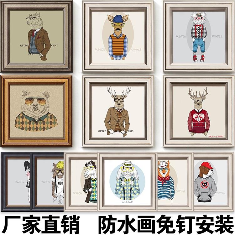 工业风装饰咖啡厅酒吧简约现代床头壁画动物绅士挂画走廊厕所墙画图片