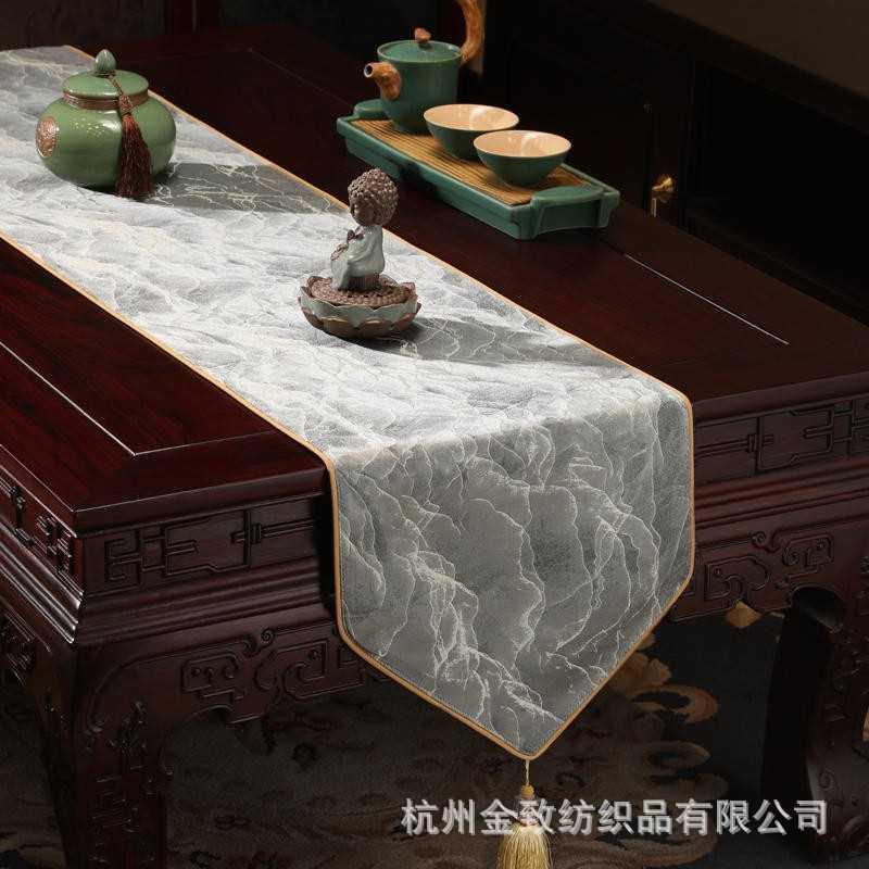 中国风桌旗轻奢长条电视柜盖布艺茶几盖布中式餐桌布桌布盖巾
