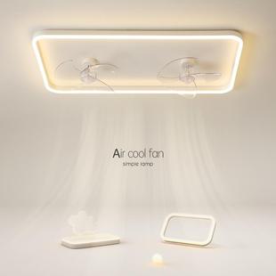 创意led客厅吸顶灯餐厅灯长方形隐形风扇灯简约现代卧室房间灯具