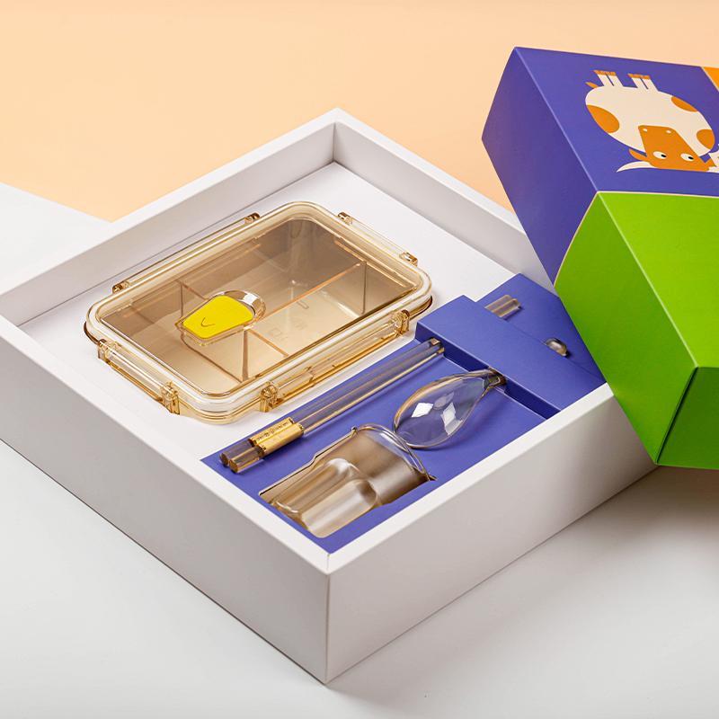 茁健茁康PPSU餐具耐温可微波炉带饭餐盒便当盒礼盒套组单人组