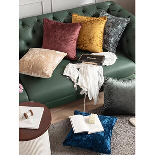 北欧轻奢冰花绒抱枕客厅卧室沙发靠垫纯色床上靠垫套靠枕不含芯