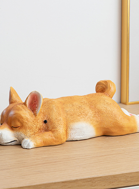 慧心巧聚感应摆件柯基狗客厅装饰品创意入户玄关酒柜摆设家居饰品