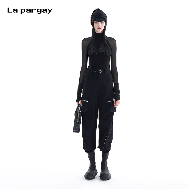 高弹时尚打底衫羊毛直筒休闲裤时髦套装女2024秋冬新款潮牌两件套