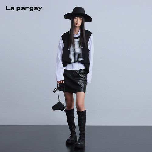 短款背心卫衣拼接衬衫半裙长裙时髦套装2024新款时尚美式复古套装