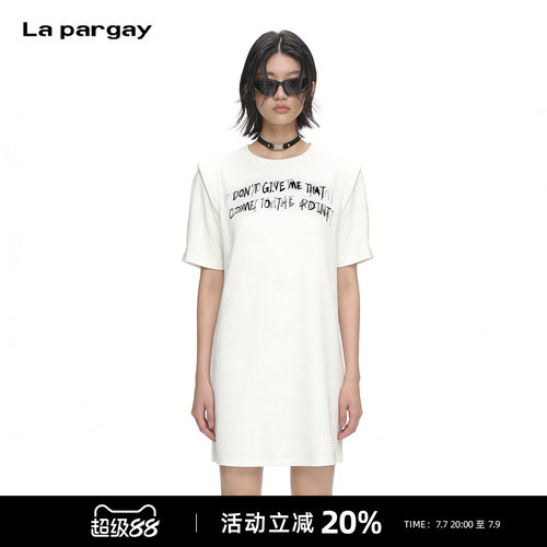 Lapargay落肩涂鸦T恤连衣裙