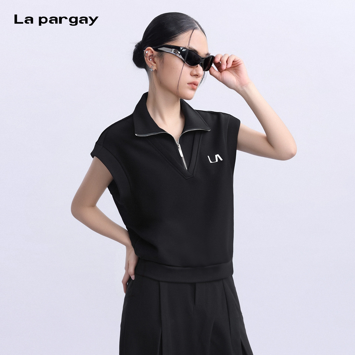 立领飞飞袖针织衫2025夏新款时尚设计感亨利领针织衫潮牌休闲马甲