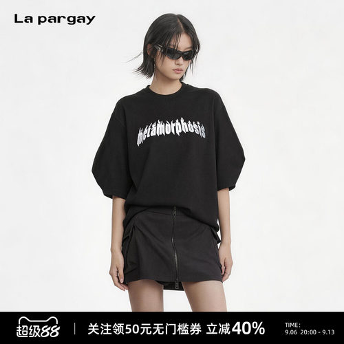 Lapargay潮酷异形圆领短袖T恤