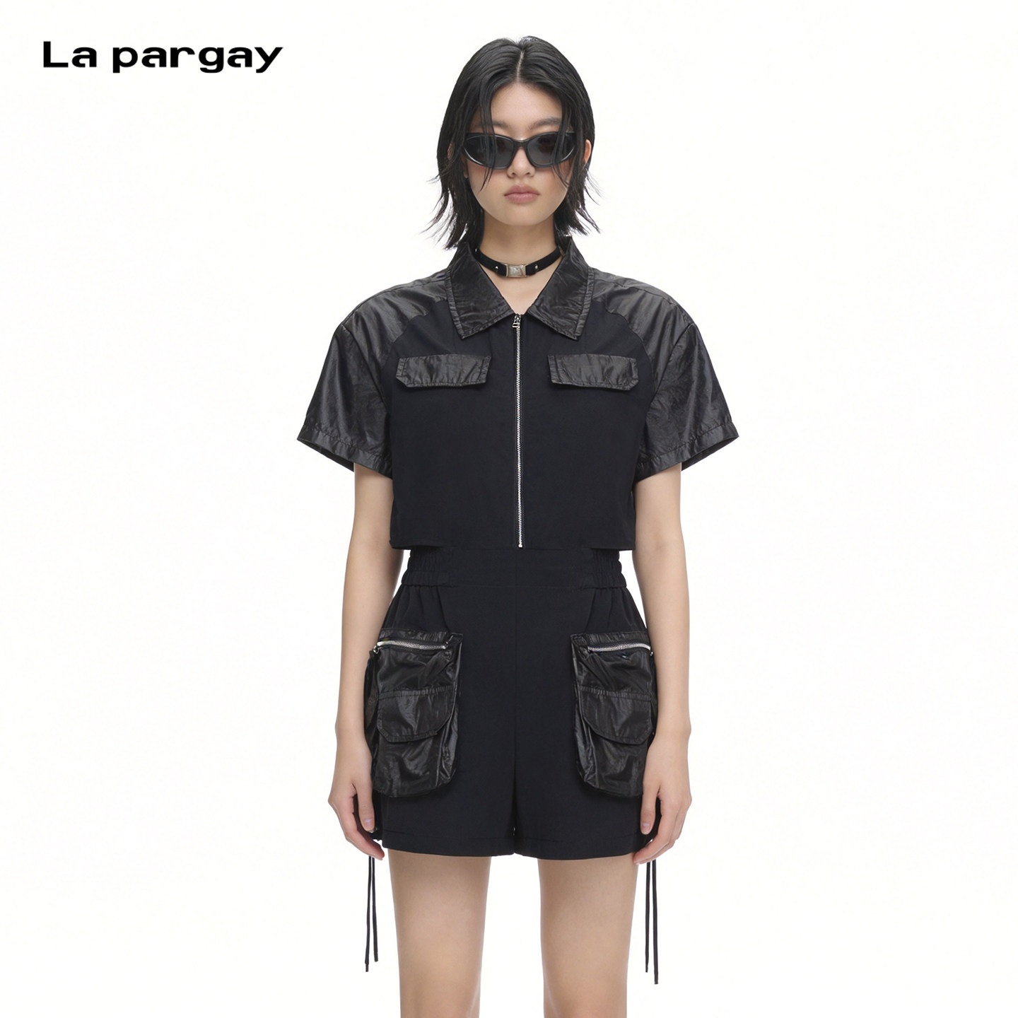 Lapargay拽姐风工装连体短裤