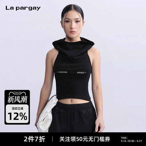 La Pargay/纳帕佳辣妹背心2026春夏新款修身连帽无袖上衣个性马甲