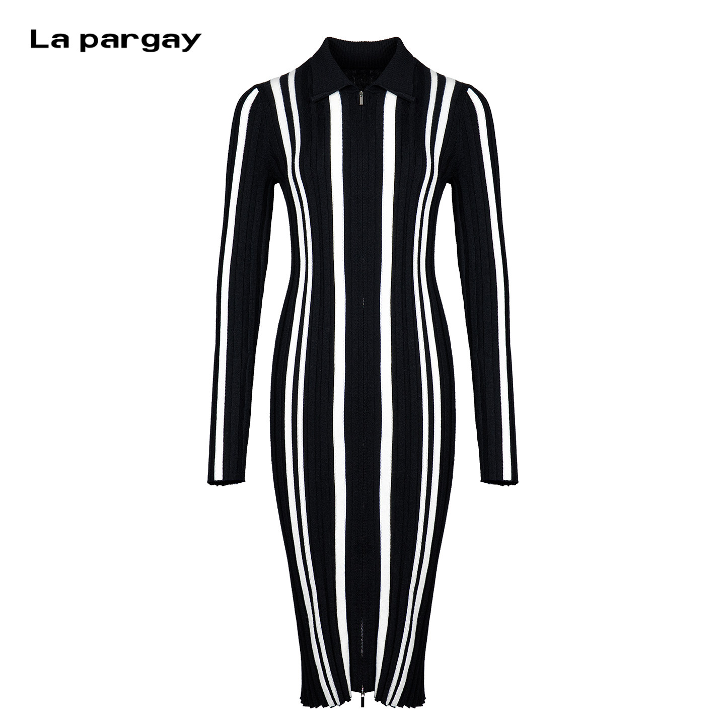 LapargayPolo撞色条纹针织裙