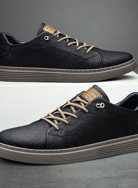 极速Italian hGenuine Leather Casual Shoes Mens Lace Up Oxfo