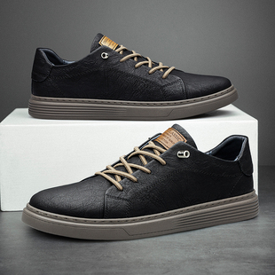 极速Italian hGenuine Leather Casual Shoes Mens Lace Up Oxfo