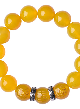 极速五行属土的饰品缺土s补土坤为地天然水晶黄玛瑙手链麒麟手串