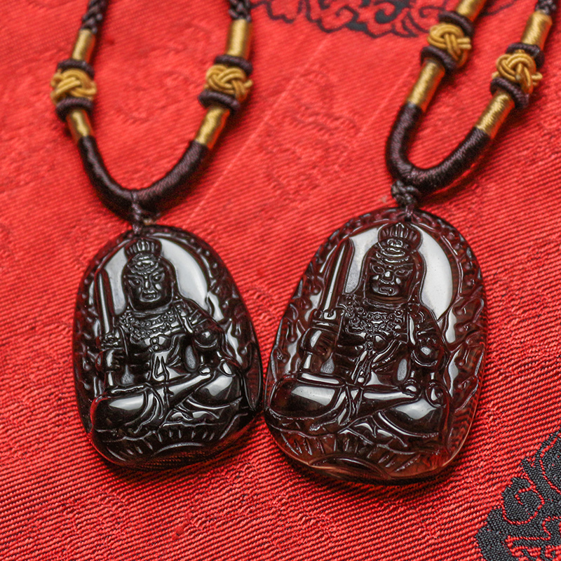 极速不动尊明王菩萨吊坠冰种x黑曜石本命佛属鸡生肖八大守护神项