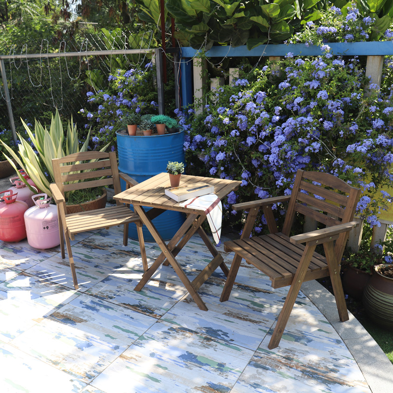 极速阳台桌椅f小户型家用庭院露台室外简约实木茶几休闲组合网红