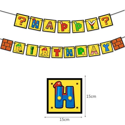 极速32pcs/set Super Mario Balloons 1 Happy BPirthday Banner