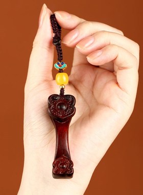 极速紫檀木质国风复o古如意汽车手工钥匙扣挂件精致男女款手机链