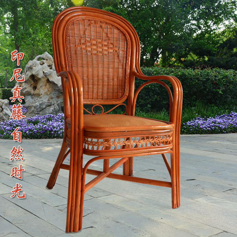 极速阳台腾椅桌椅茶几三件套单人C家用滕编椅靠背椅天然真藤休闲