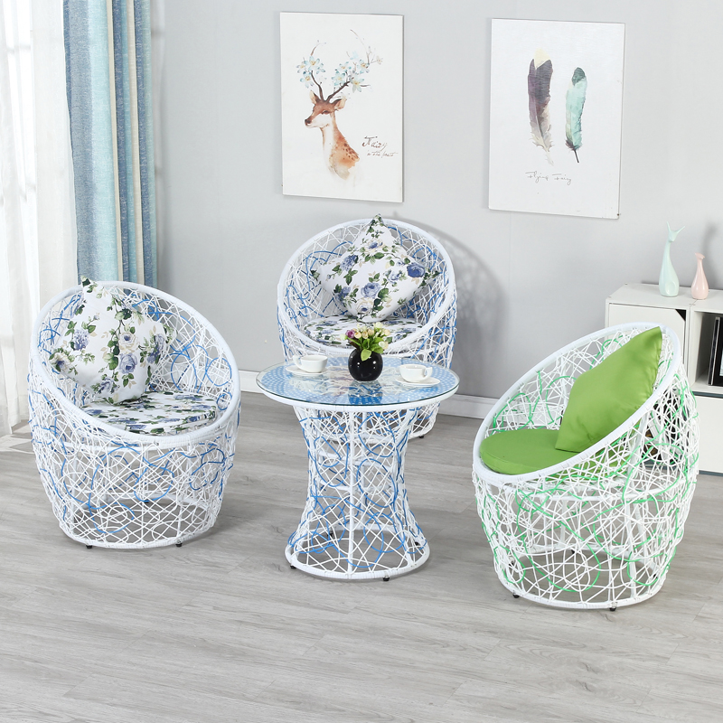 极速藤椅三件套阳台桌椅组合小茶几休闲室K内户外庭院藤编椅子现