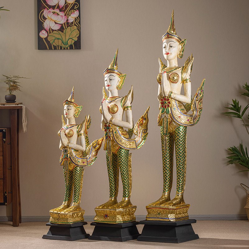 极速泰国迎宾佛像摆件木雕工艺品翘尾佛I开业礼品泰式酒店餐厅落