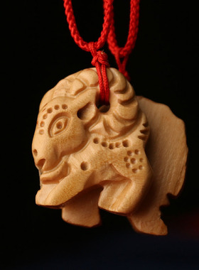 极速十二生肖吊坠桃木12属相羊项链男女士K木质随身饰品平安创意