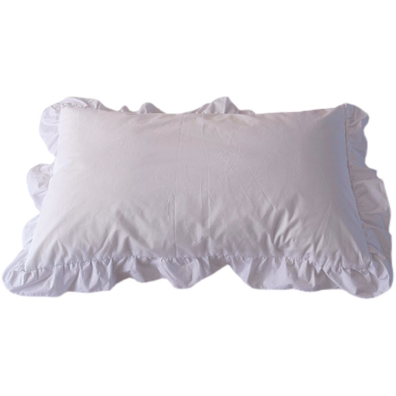 极速外贸出口纯棉j木耳边枕套 荷叶边白色枕袋一对装48*74公主风