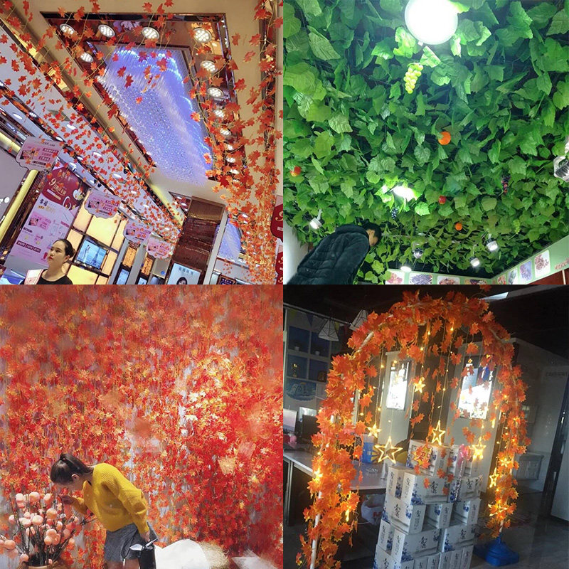 极速仿真红枫叶藤条水管道缠绕格栅吊顶装饰M藤蔓植物树叶塑料假