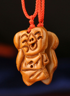 极速十二生肖吊坠桃木12属相猪项链男女士木N质随身饰品守护平安