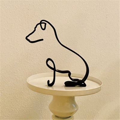 极速Dog Art Sculpture Sitmple Metal Dog Abstract Art Sculptu