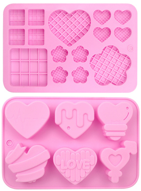 极速6 Hole Heart Cake Mouuld Flower Square Silicone waffle C