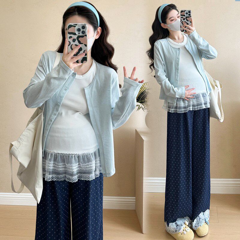 新品孕妇套装春秋款辣妈s洋气休闲孕妇装宽松开衫上衣裤子怀孕期