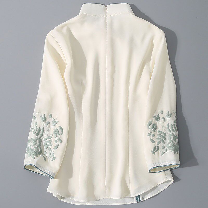 新品茶服女小个子雪纺中国风女装夏季套装旗袍R上衣采耳师工作服