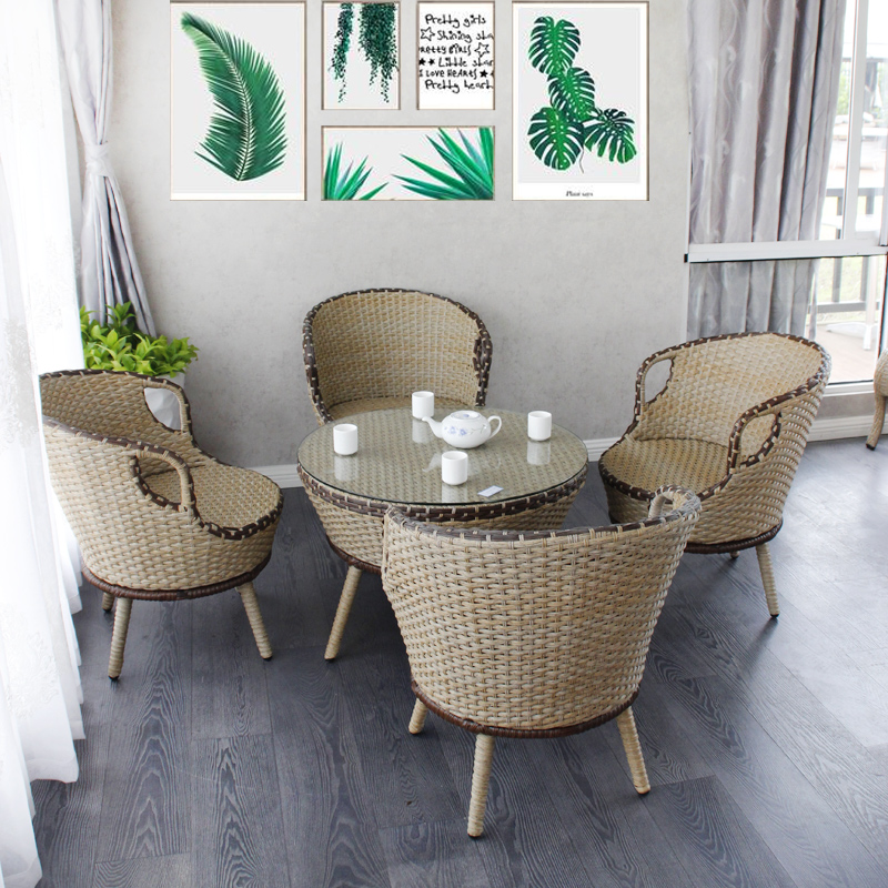 极速阳台桌椅藤椅三o件套小茶几户外休闲藤编桌椅小茶桌组合庭院