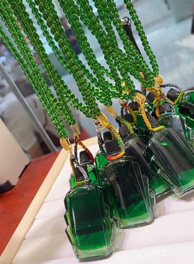 新品绿翡翠项链风油精q搭配手工编绳毛衣链小细节太复杂可拧开提