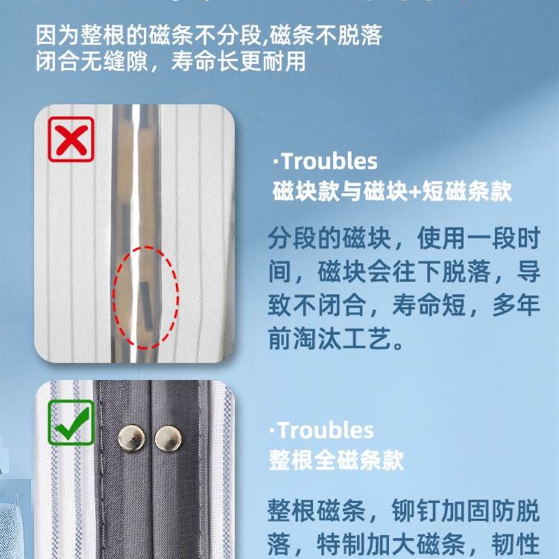 极速防蚊门帘2023新款全磁铁条金刚F网免打孔蚊帐纱窗家用夏季磁