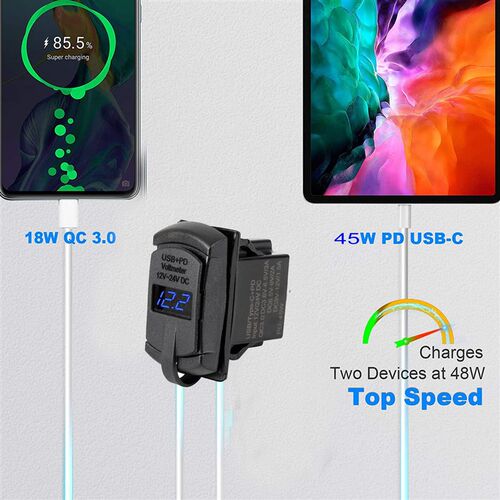 新品USB C Car Charger PDt QC3.0 Dual USB Car Charger Socket