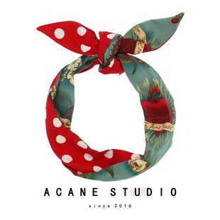 American retro printing 极速Acane dot apnd wave dou European