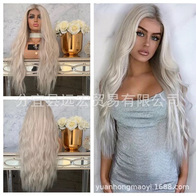 极速前蕾丝头套Wigs Long Blonde Lace Front Wave HuTman Hair C