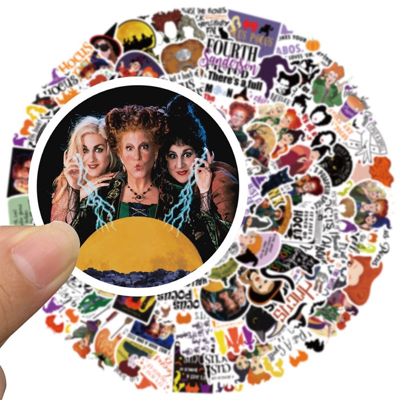 极速50/100PCS New Horror Hvalloween Witch Sticker DIY Snowbo