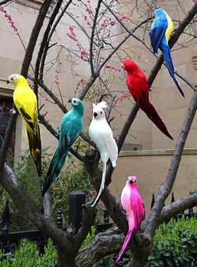 极速仿真小鸟鹦鹉假鸟生态园摆z件树上假鸟窝庭院挂件风景区花园