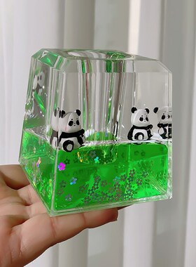 新品可爱熊猫油漏小摆件治愈解压情绪稳定沙漏创意流Y沙计时器生