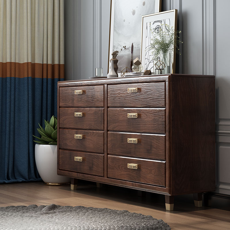 极速新中式五斗柜家用全实木w卧室收纳柜客厅靠墙储物柜美式轻奢