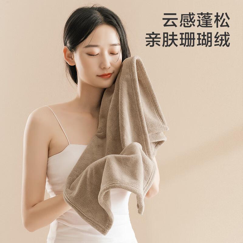 5A级抗菌毛巾115g加厚云柔吸水洗脸洗澡大面巾2条棕+灰