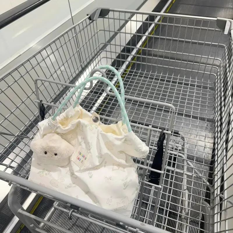 薄荷曼波帆布包手提包小拎包女大容量学生旅行轻便上班通勤兔子包