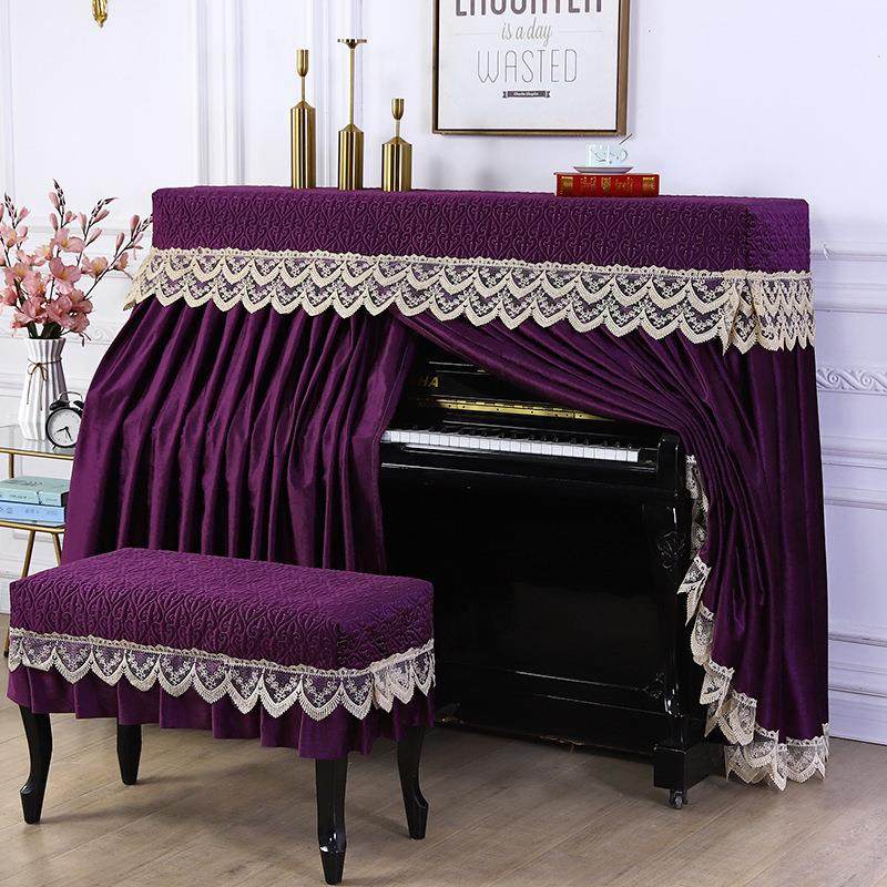 蕾丝钢琴罩弹琴不取欧式田园防尘带内衬蕾丝欧式家居罩子