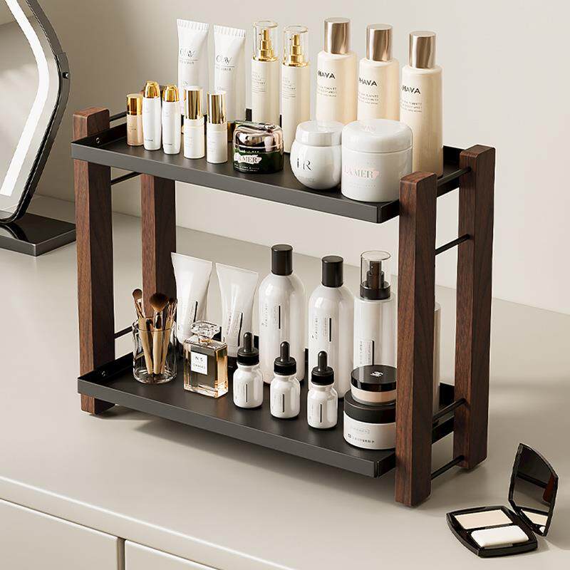 胡桃木浴室洗漱台置物架卫生间洗手台桌面梳妆台护肤化妆品收纳盒