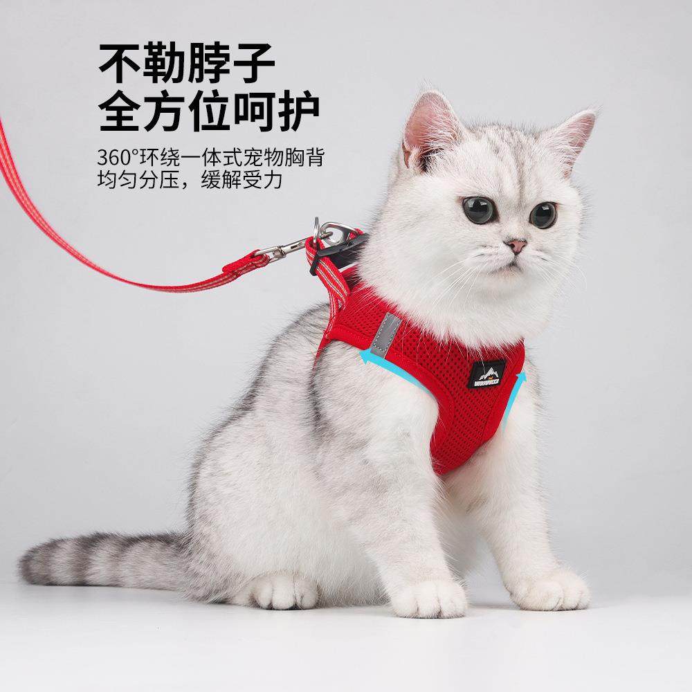 跨境亚马逊猫咪牵引绳 猫狗胸背带小型犬透气网布猫绳子宠物用品,宠物/宠物食品及用品,猫牵引绳,淘宝优惠券,粉丝福利购,淘宝优惠卷