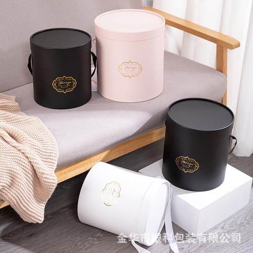 套三抱抱桶包装盒圆形手提花筒三件套大中小号抱桶白色插花盒
